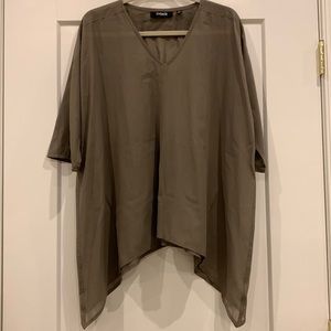 Threads by Saks Fifth Avenue Silk & Cotton Blend Army Green Tunic